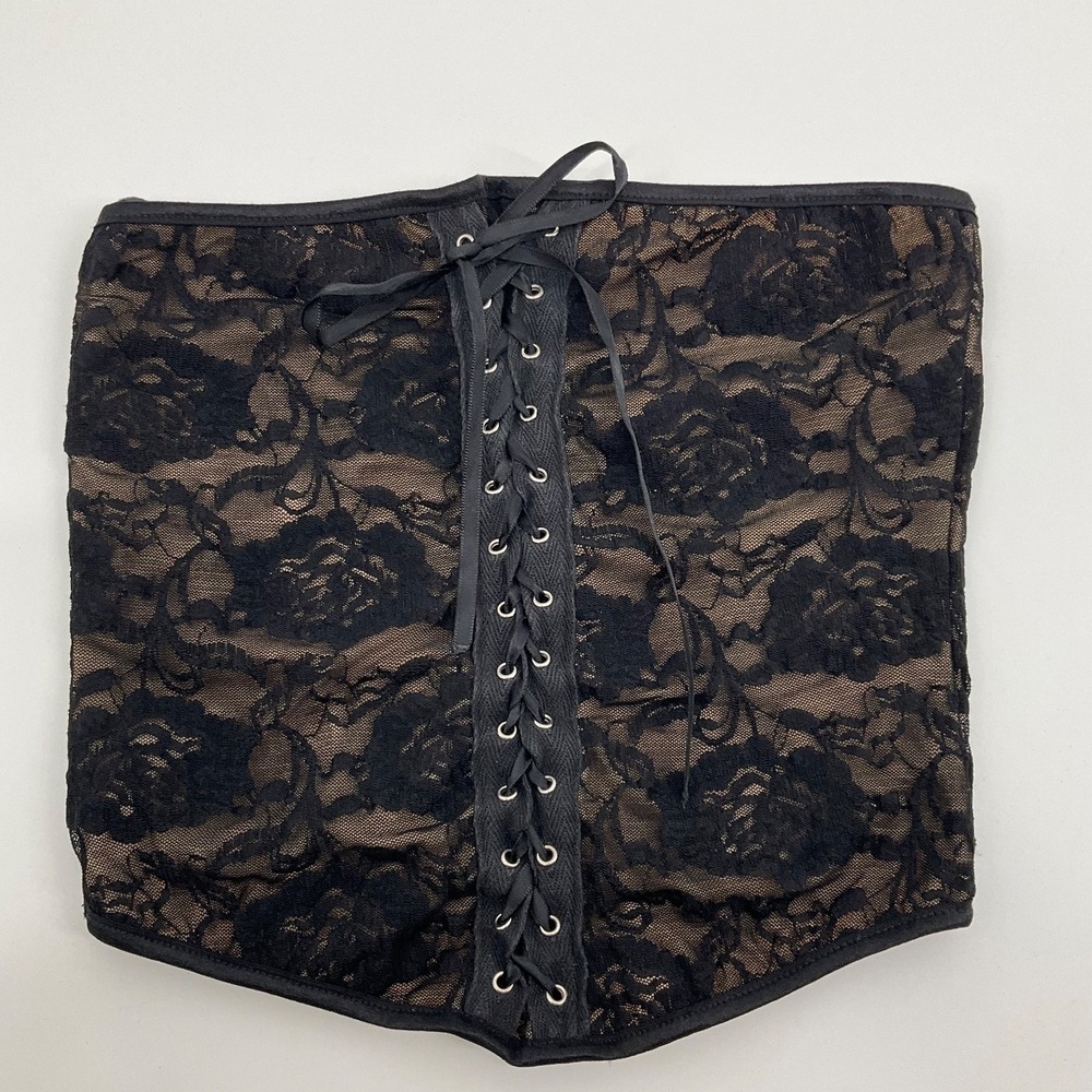 Lace Corset Belt Waspie Waist Cincher Black Lace-Up Coquette Whimsigoth Minimi